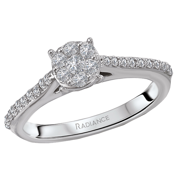 14K White Gold Diamond Cluster Engagement Ring