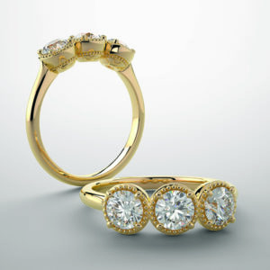 Round-Shape Three-Stone Diamond Anniversary Band