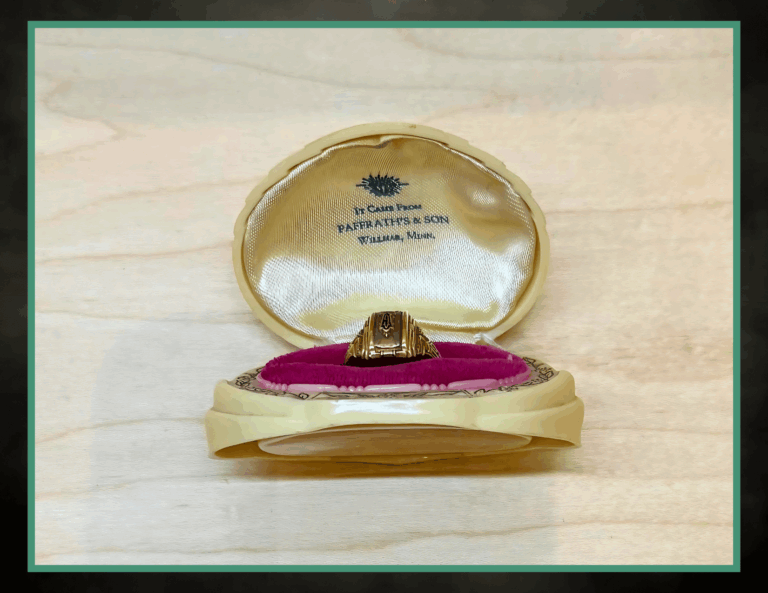 A client's 14K gold class ring, purchased at Paffrath's in 1946. It's a joy to celebrate our past.