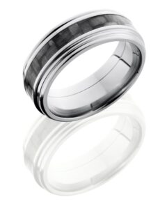 Men's Titanium Band with an Inlay of Black Carbon Fiber