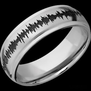 Men's Cobalt Chrome Band with a Laser Carved Soundwave Pattern
