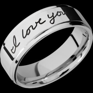 Men's Cobalt Chrome Band with a Laser Carved Handwriting Pattern