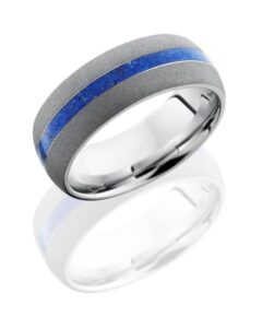 Men's Cobalt Chrome Band with an Inlay of Lapis.