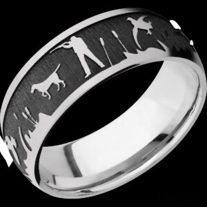 Men's Cobalt Chrome Band with a Laser Carved Duckhunt Pattern