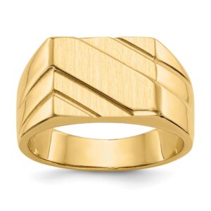 Men's 14 kt. Diagonal Accented Signet Ring
