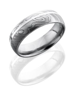 Men's Damascus Steel Band with an Inlay of Sterling Silver