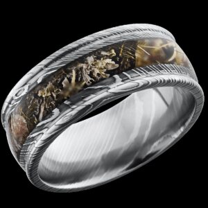 Men's Damascus Steel Band with an Inlay of King's Mountain Camo