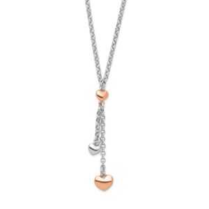 Ladies Sterling Silver Rose Gold-Plated Heart Necklace