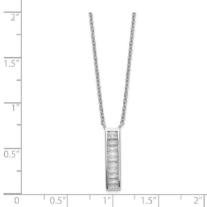 Ladies Sterling Silver Rhodium-Plated Cubic Zirconia Vertical Bar Necklace