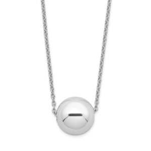 Ladies Sterling Silver Rhodium Plated Bead Necklace