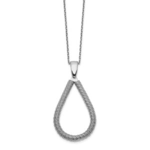 Ladies Sterling Silver Rhodium Plated Teardrop Necklace