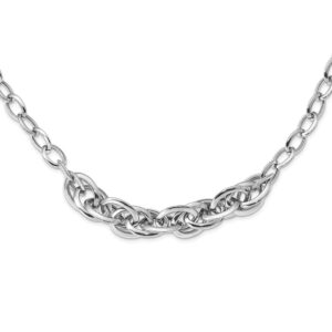 Ladies Sterling Silver Rhodium-Plated Fancy Link Necklace