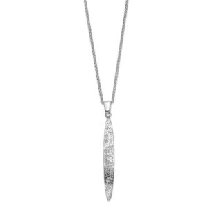 Ladies Sterling Silver Rhodium Plated Textured Pendant