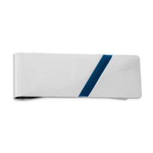 Sterling Silver Rhodium-Plated Blue Enameled Money Clip