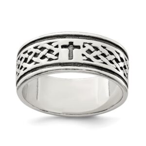 Men's Sterling Cross & Weave Design Ring
