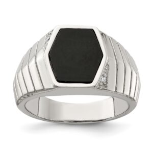 Men's Sterling Silver Onyx Ring