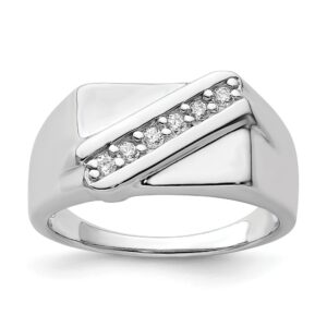 Men's Sterling Silver, Rhodium-Plated Fancy Ring