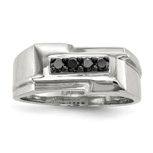 Men's Sterling Silver Ring with Black Diamonds