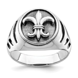 Men's Sterling Silver Antiqued Fleur De Lis Ring
