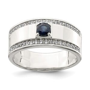 Men's Sterling Silver Blue Sapphire and White Topaz Ring