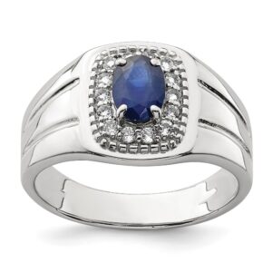 Men's Sterling Silver, Blue Sapphire and White Topaz Ring