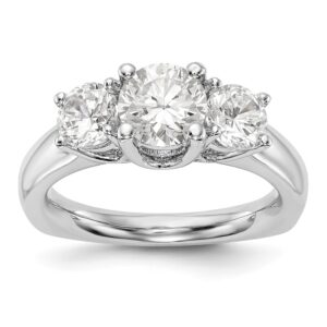 14K White Gold 3-Stone Engagement Mounting
