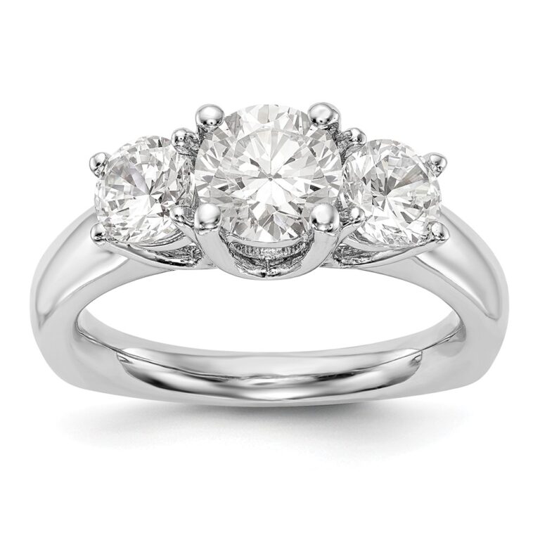 14K White Gold 3-Stone Engagement Mounting
