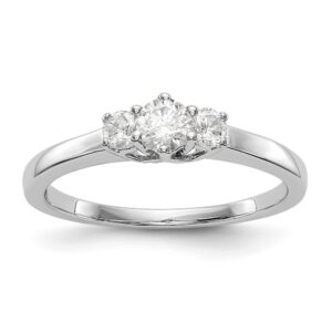 14K White Gold 3-Stone Diamond Engagement Ring Mounting