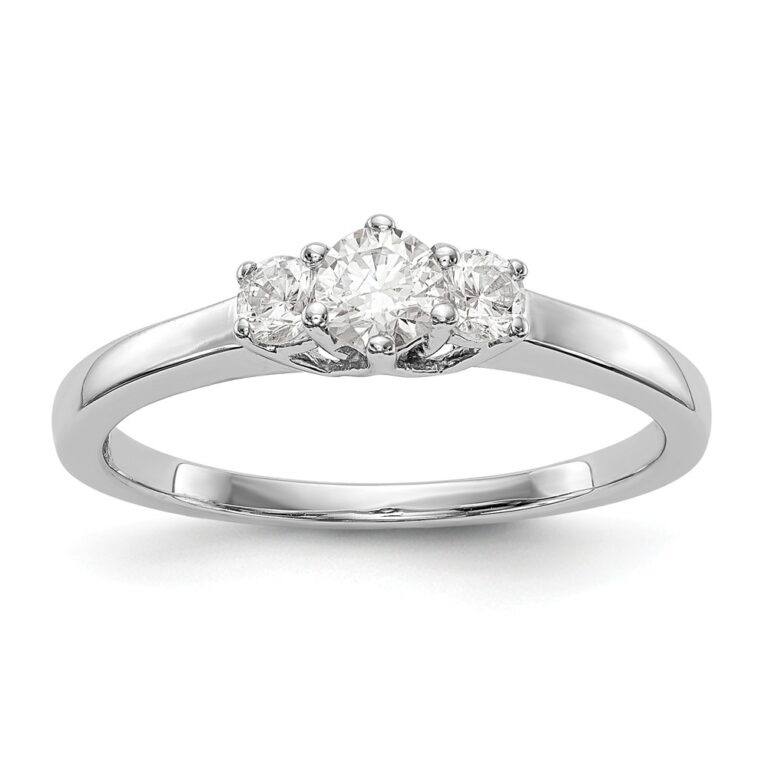 14K White Gold 3-Stone Diamond Engagement Ring Mounting