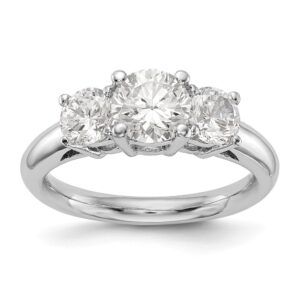 14K White Gold 3-Stone Engagement Mounting