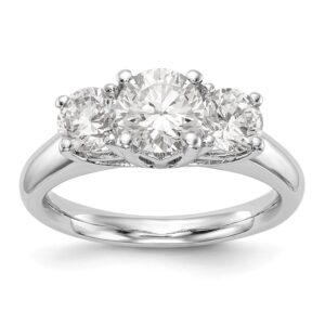 14K White Gold 3-Stone Engagement Mounting