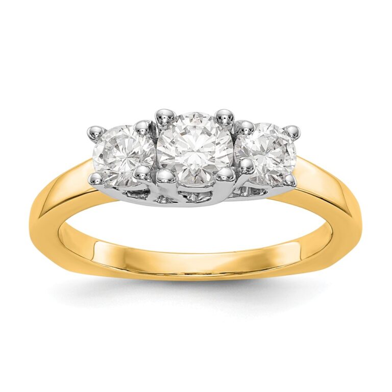 14K White Gold 3-Stone Diamond Engagement Ring Mounting