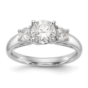 14K White Gold 3-Stone Engagement Mounting
