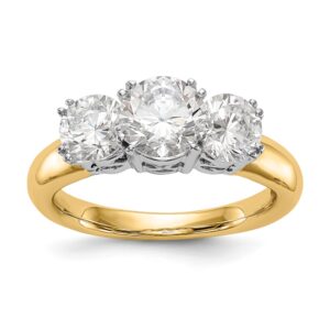 14K Two-tone 3-Stone Diamond Semi-Mount Engagement Ring
