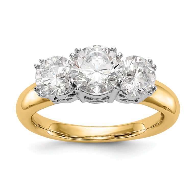 14K Two-tone 3-Stone Diamond Semi-Mount Engagement Ring