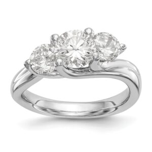 14K White Gold 3-Stone Engagement Mounting