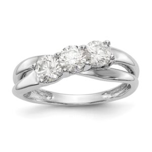 14K White Gold 3-Stone Diamond Engagement Ring Mounting