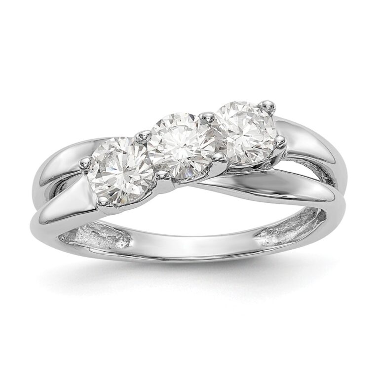 14K White Gold 3-Stone Diamond Engagement Ring Mounting