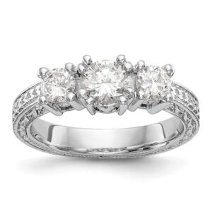 14K White Gold 3-Stone Diamond Engagement Ring Mounting