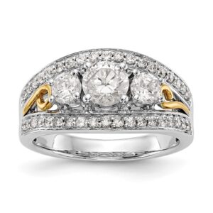 14K Two Tone 3-Stone Diamond Semi-Mount Engagement Ring