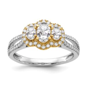 14k Two-Tone 3-Stone Infinity Diamond Semi-mount Engagement Ring