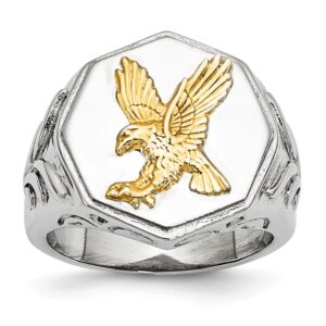 Men's Stainless Steel with Yellow Gold IP-Plated Eagle Ring