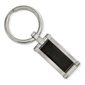 Stainless Steel Brushed & Polished Black Acrylic Key Chain