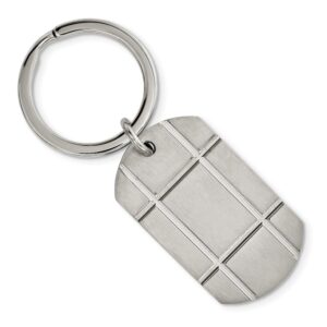Stainless Steel Brushed & Grooved Key Chain