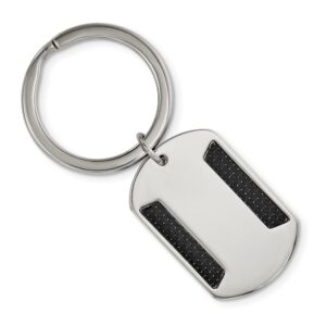 Stainless Steel with Black Carbon Fiber Inlay Key Chain