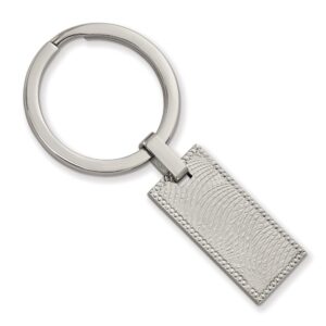 Stainless Steel Textured & Polished Rectangular Key Chain