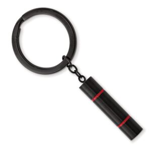 Stainless Steel Black IP-Plated with Red Enamel Key Ring