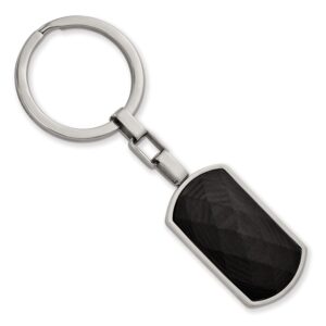 Stainless Steel with Black Carbon Fiber Inlay Key Ring