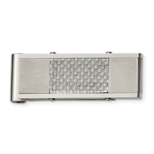 Stainless Steel Grey Carbon Fiber Inlay Money Clip