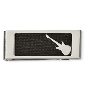 Stainless Steel Black Carbon Fiber Inlay with Guitar Money Clip